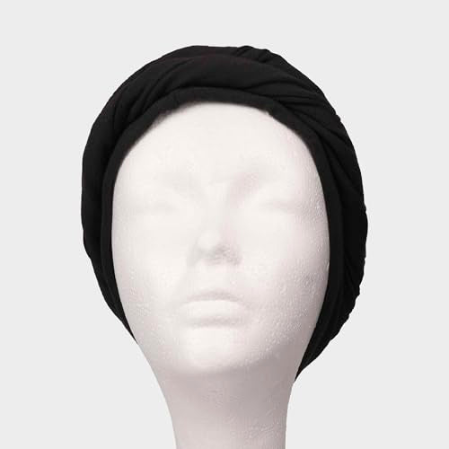 Premium Satin Lined Men's Turban - Anti-Breakage, Moisture Retention - Jersey Black