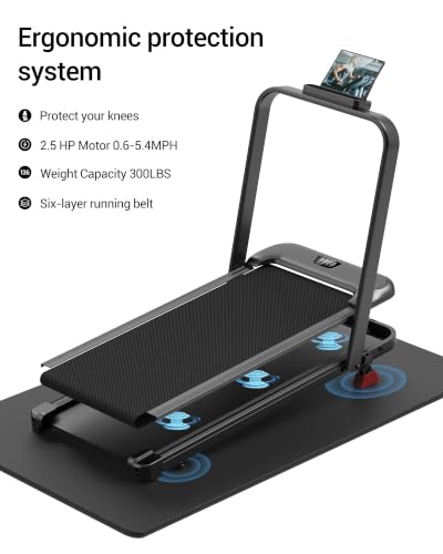 Foldable Under Desk Treadmill with 15% Incline - 2.5HP Motor, 300lbs Capacity