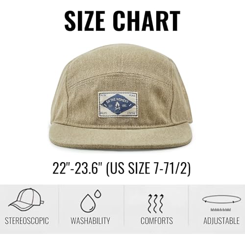 Croogo 5 Panel Flat Brim Baseball Cap Unisex Vintage Streetwear Khaki One Size