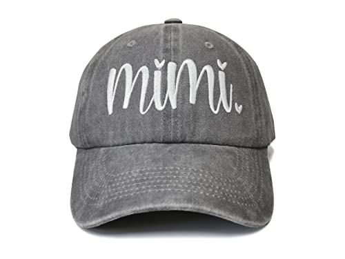 Mimi Gigi Embroidered Baseball Cap for Grandma - Washed Grey