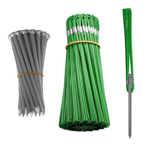 Ground Marking Whiskers with Metal Stakes - 25 Pack Green