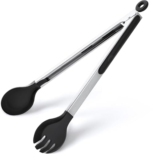 12-Inch 2-in-1 Cooking Tongs with Measuring Spoon - Round Head