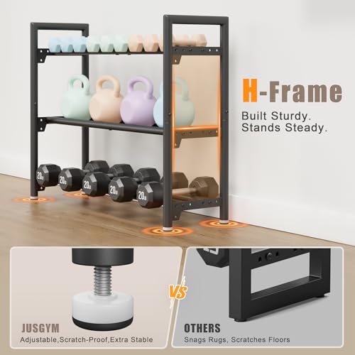 Jusgym Adjustable Dumbbell Rack 400LBS Capacity - Space-Saving Weight Organizer