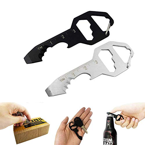 2PCS Stainless Steel Keychain Multi Tool - 6-in-1 EDC Gadget