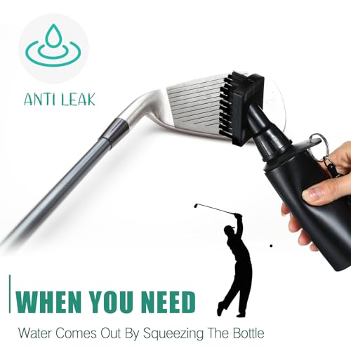 Golf Club Cleaning Brush with 4oz Squeeze Water Bottle - Retractable Hook