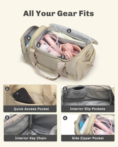 Hynes Eagle Small Camel Gym Bag with Wet-Dry Separation & Crossbody Strap