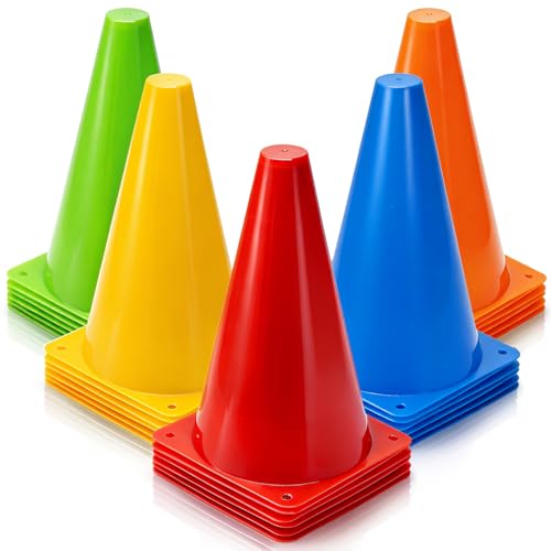 30 Pack 9-Inch Plastic Training Cones - Indoor & Outdoor Agility