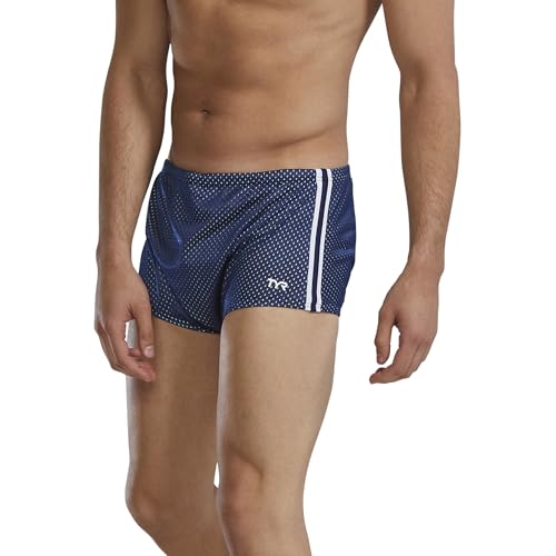 Men's Poly Mesh Resistance Swim Shorts - Square Leg Workout Trunks