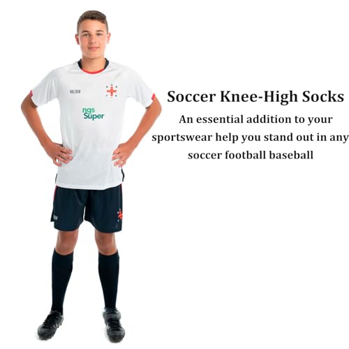 Over-the-Calf Athletic Tube Socks for Baseball and Soccer - Black, Large