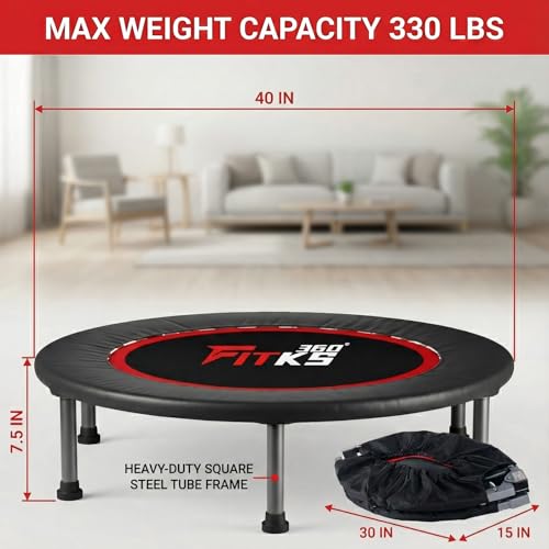 40'' Foldable Fitness Trampoline with Safety Pad & Game - 400lbs