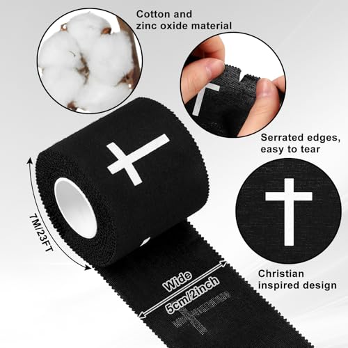 Christian Cross Athletic Tape - Black Religious Sport Wrap