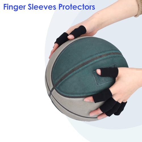 10-Pack Finger Sleeves and Support Braces for Pain Relief - Black