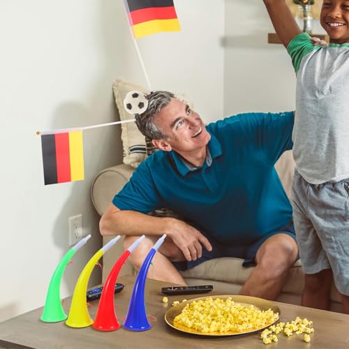 10.24-Inch Stadium Horn Noise Makers - 4 Pack with Lanyard