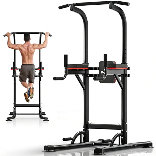 Multi-Function Pull Up Dip Bar Station - Black for Home Gym