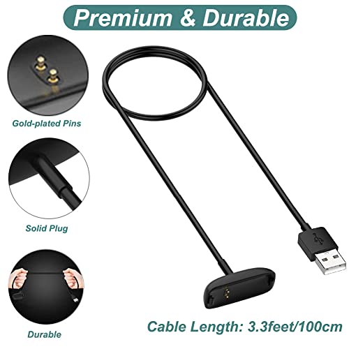 2-Pack Charger for Fitbit Inspire 3 Fitness Tracker - 3.3ft