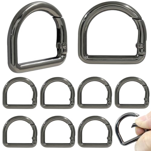 Metal Spring D Ring Carabiner Clip - 0.87 Inch, Black