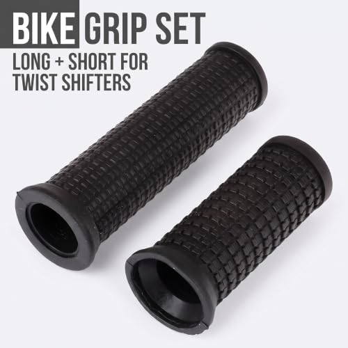 Bicycle Handlebar Grips Set - Long & Short Anti-Slip TPR Rubber