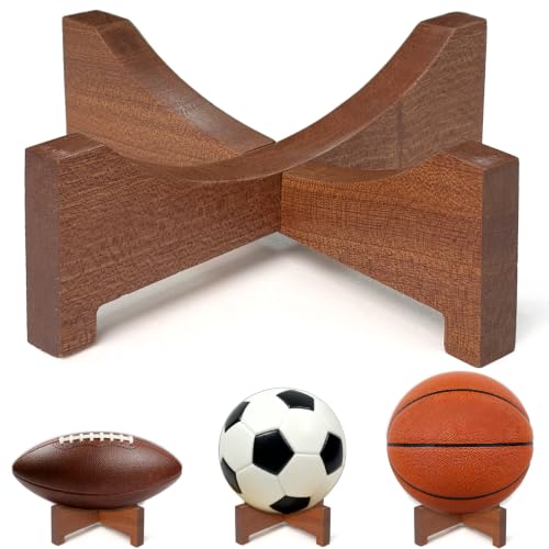Natural Wood Football Display Stand for Sports Memorabilia
