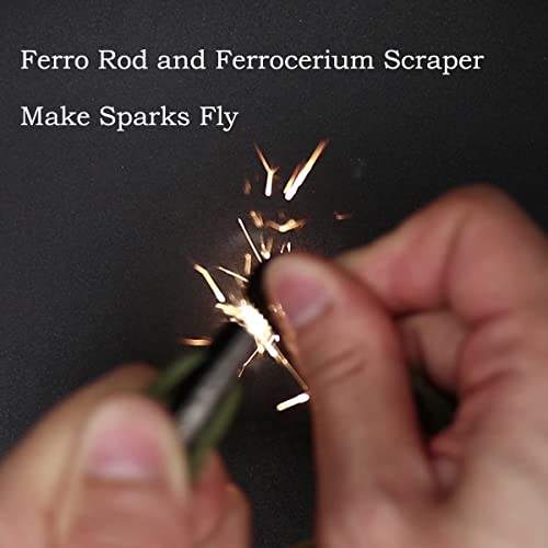 Survival Paracord Necklace with Flint - Khaki Fire Starter