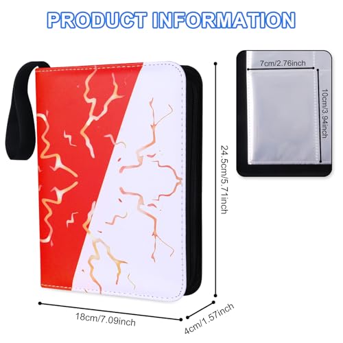 4-Pocket Trading Card Album - 400 Pockets Card Holder - Red Blue