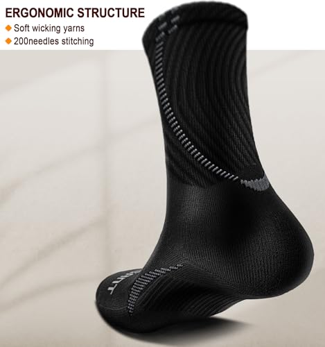 BULLIANT Men’s 6-Pack Athletic Compression Crew Socks 11-13 / 6 Pairs - Black