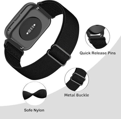 4 Pack Stretchy Nylon Watch Bands for Amazfit Bip & GTR - Black, Starlight, Rose Pink, Smoke Violet