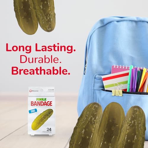 Pickle-Shaped Adhesive Bandages - Latex Free, 24 Count