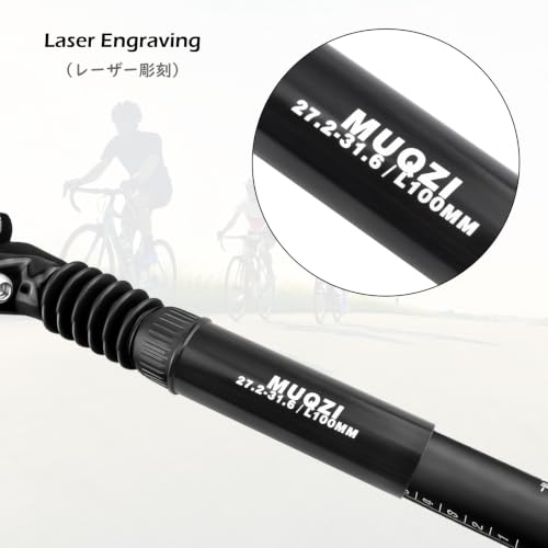 Aluminum Bike Seat Post - 27.2mm to 30.4mm - 350mm Length - Black