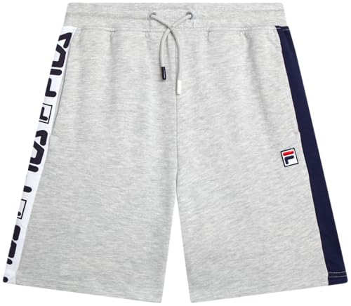 Boys Athletic Shorts - Mesh Fleece Basketball Shorts with Drawstring & Pockets - Heather Grey Side Panel / Size 10-12