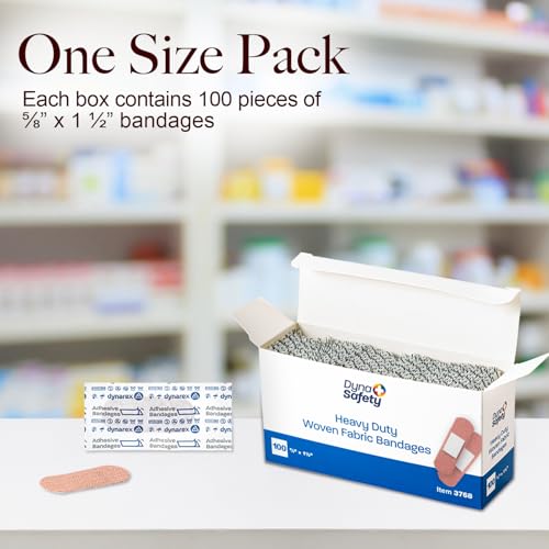 Heavy Duty Adhesive Fabric Bandages - 5/8" x 1.5" - 100 Pack