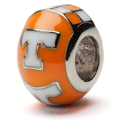 Tennessee Vols Charm for Bracelets - Orange & White Bead - Hypoallergenic Stainless Steel