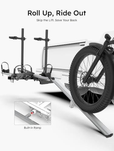 Durable Hitch Mount Bike Rack for 2 E-Bikes with Ramp - 200 lbs Capacity