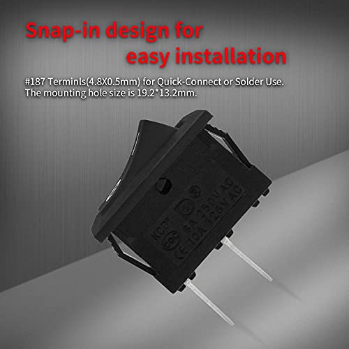 Mini Rocker Switch 12V 20A SPST Toggle Switch - 10 Pack