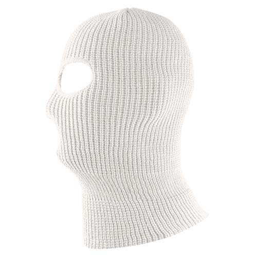 Thermal Knit Ski Mask - Full Face Cover - One Size - White
