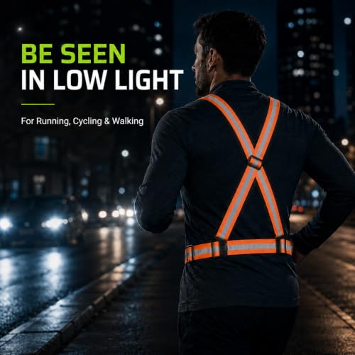 TARANDUS Orange Reflective Safety Vest - Adjustable High Visibility Harness for Running, Cycling & Work