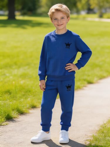 Jolyshlid Boys 6-Piece Knit Outfit Set Gray/Blue/Black 4-5T