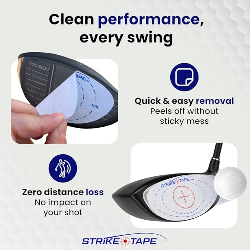 Strike Tape Golf Impact Tape for Drivers, Irons & Hybrids – Easy-Peel, No Residue, L/R Hand, 90 Stickers, Model: DRIVER/IRONS/HYBRIDS