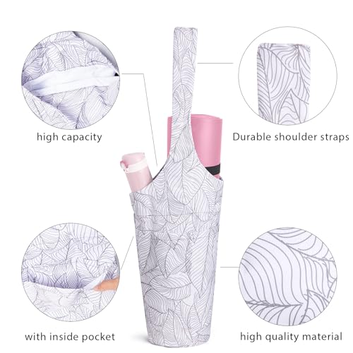 Yoga Mat Bag for Women - Large Pocket, Shoulder Strap, White