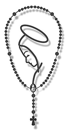 Blessed Virgin Mary Metallic Rosary Auto Decal - 4 3/4 Inch