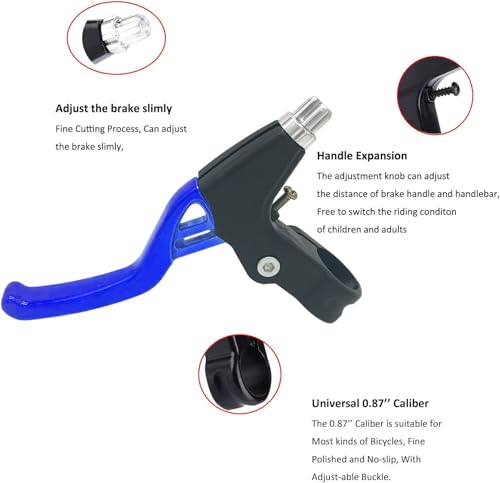Aluminium Alloy Bike Brake Levers - 4 Finger, 22mm - Blue