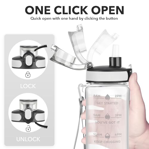 24 oz Motivational Water Bottle - Leakproof & BPA-Free - Crystal