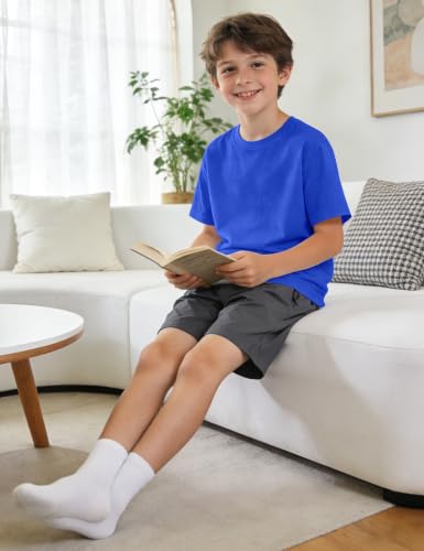 BOOPH Boys Short Sleeve T-Shirt, Royal Blue 11-12 Years Crewneck Cotton Tee