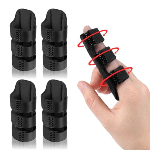 Trigger Finger Splint - 4PCS Adjustable Finger Braces, Black