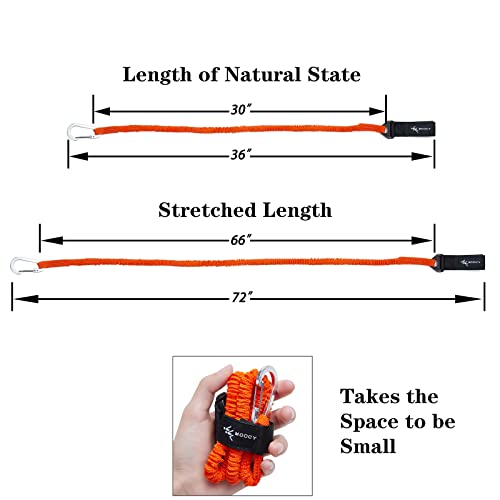 Kayak Paddle Lanyard - Stretchable Coiled Leash - Orange - 1 Pack