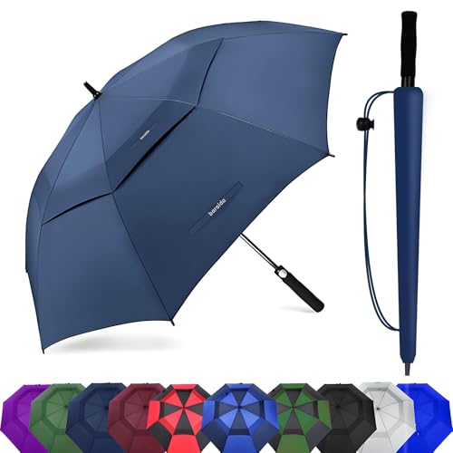 Large Windproof Golf Umbrella - Automatic Open, 62 Inch Navy Blue