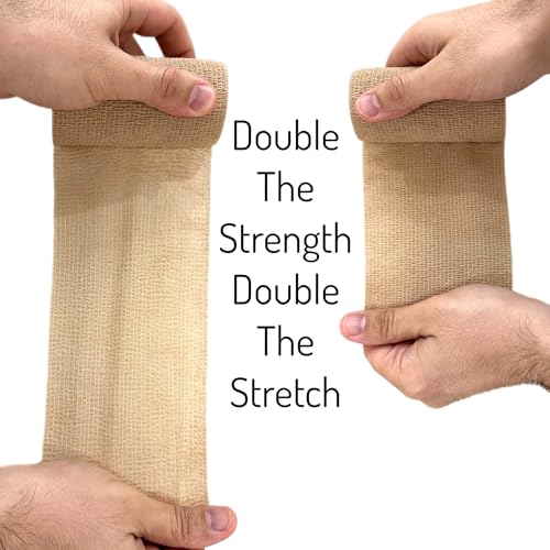 Self-Adhesive Elastic Bandage Wrap - 4-inch x 15-foot Beige Compression Roll