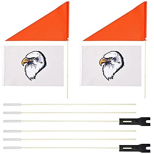Uelfbaby 2Pcs Orange Bike Safety Flags with 6-Foot Fiberglass Poles, Tear-Resistant Waterproof Polyester