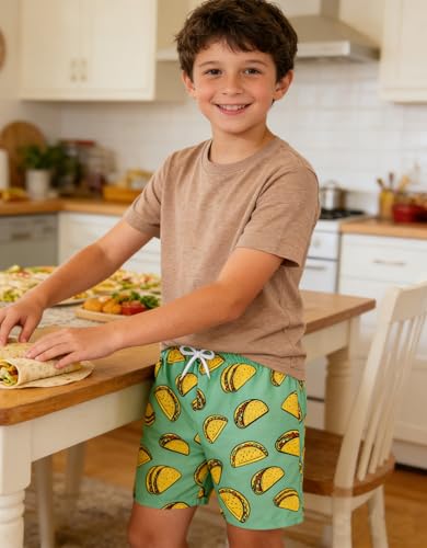 Kids Boys Swim Trunks with Mesh Liner 4-12T Taco Green 10-12 Years