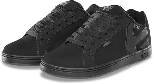 Classic Skate Sneakers - Etnies Fader Black Raw with Cushioned Fit