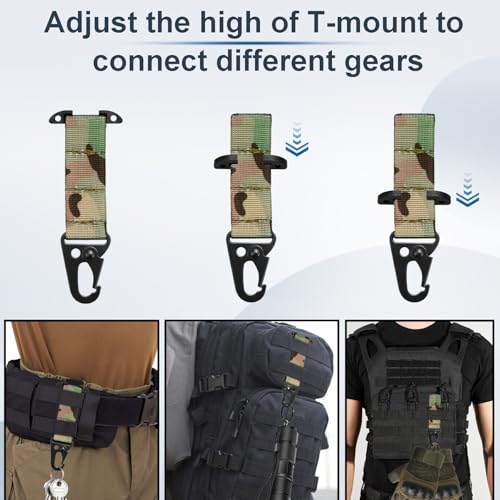 Tactical Molle Clips T-Mount Webbing Key Holder, 2 Pack Clash Hook